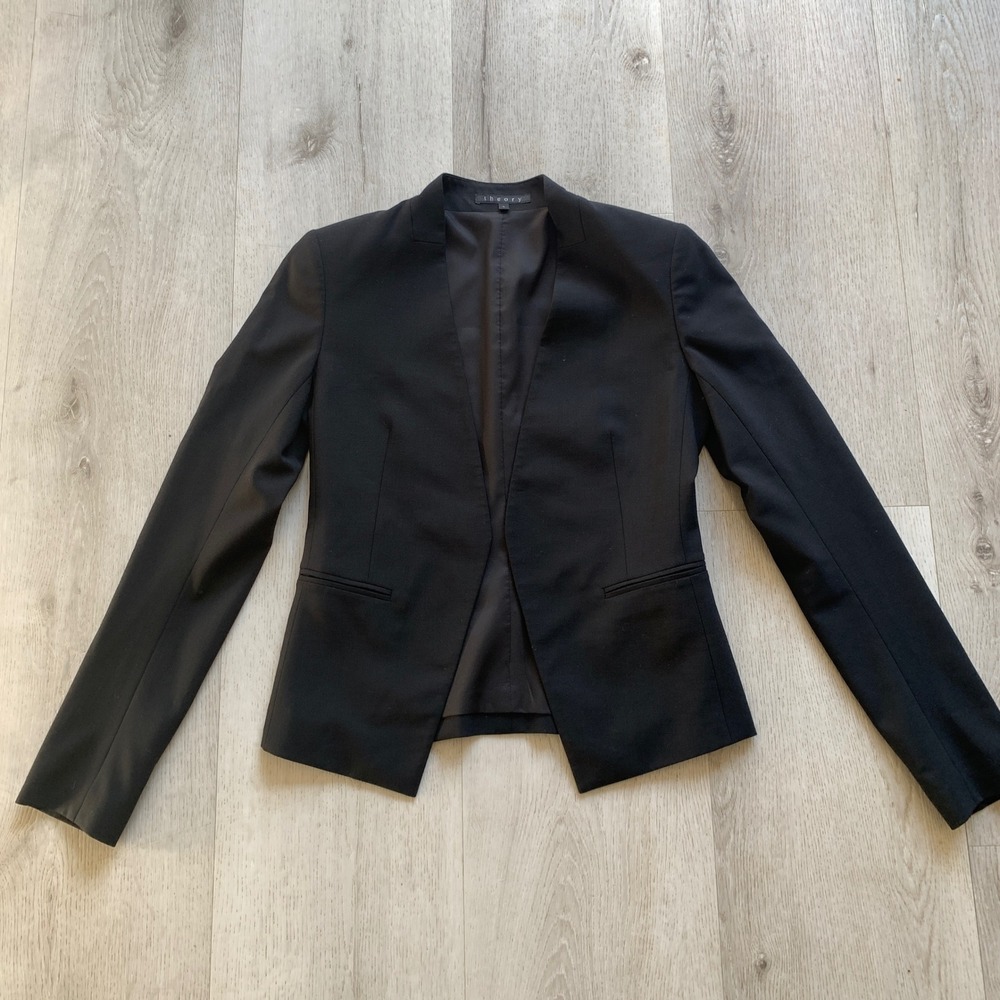 Theory Womens Black Lanai Open Front Blazer stylish‎ casual business dressy